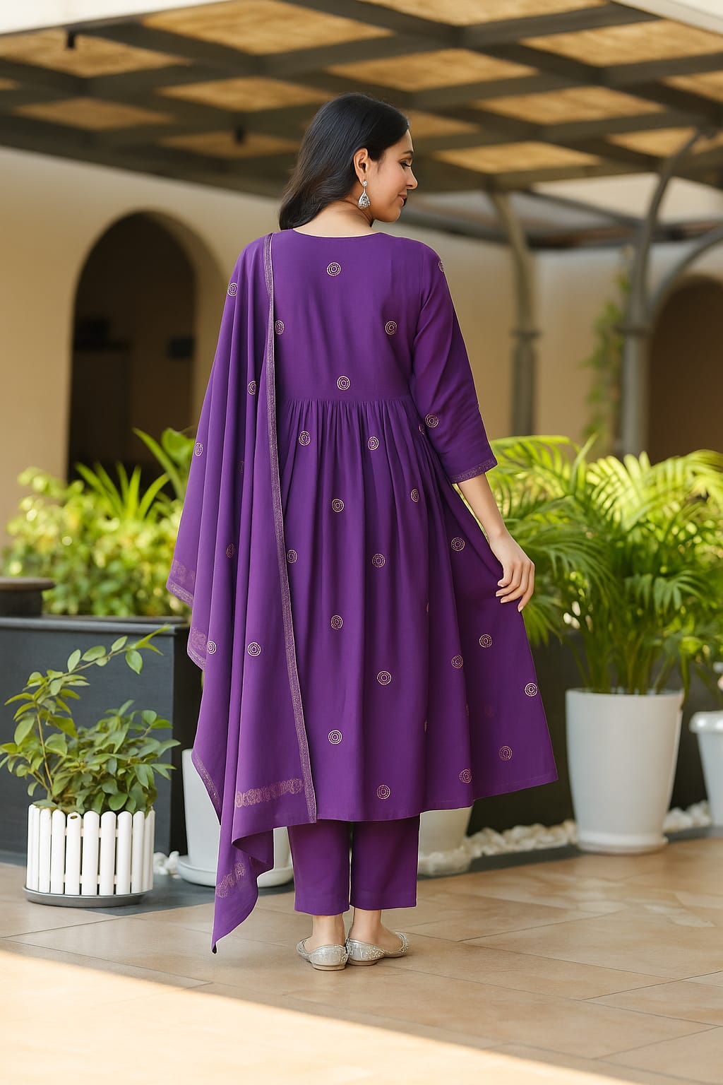 Women's Royal Purple Embroidered Kurta Set