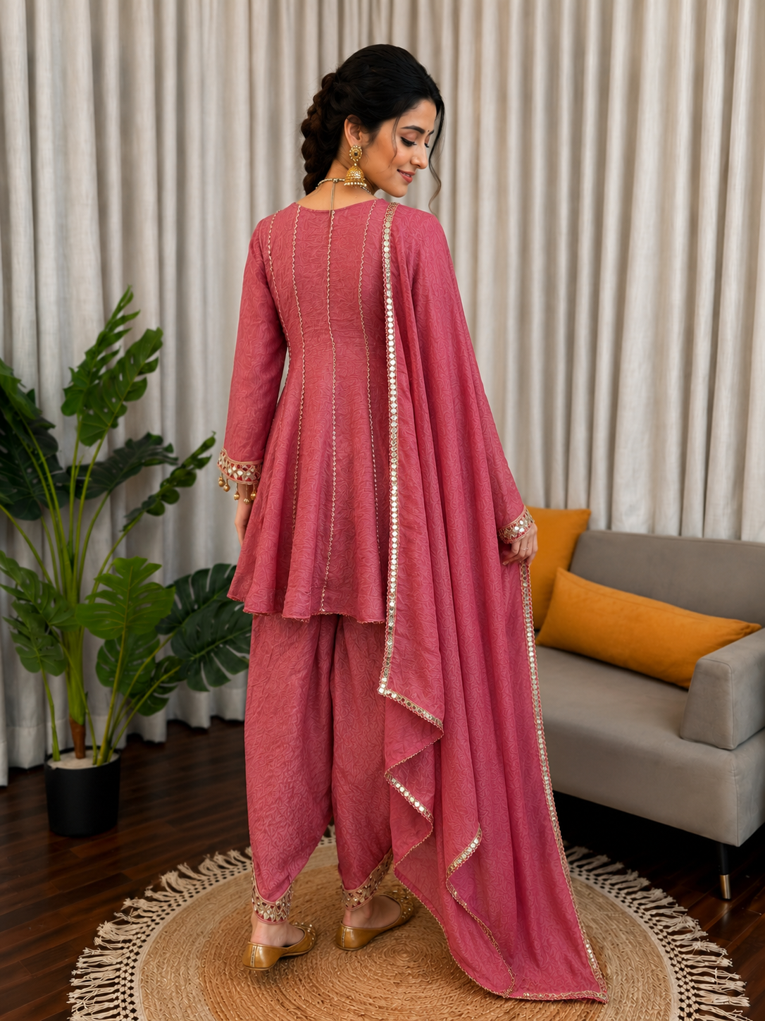 Mirror Work Kurta with Patiala Salwar Set