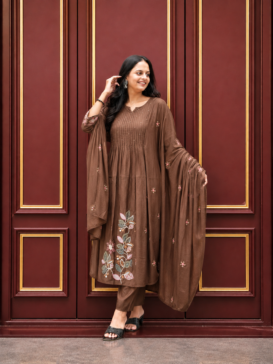 Premium Embroidered Cotton Blend Kurta Set