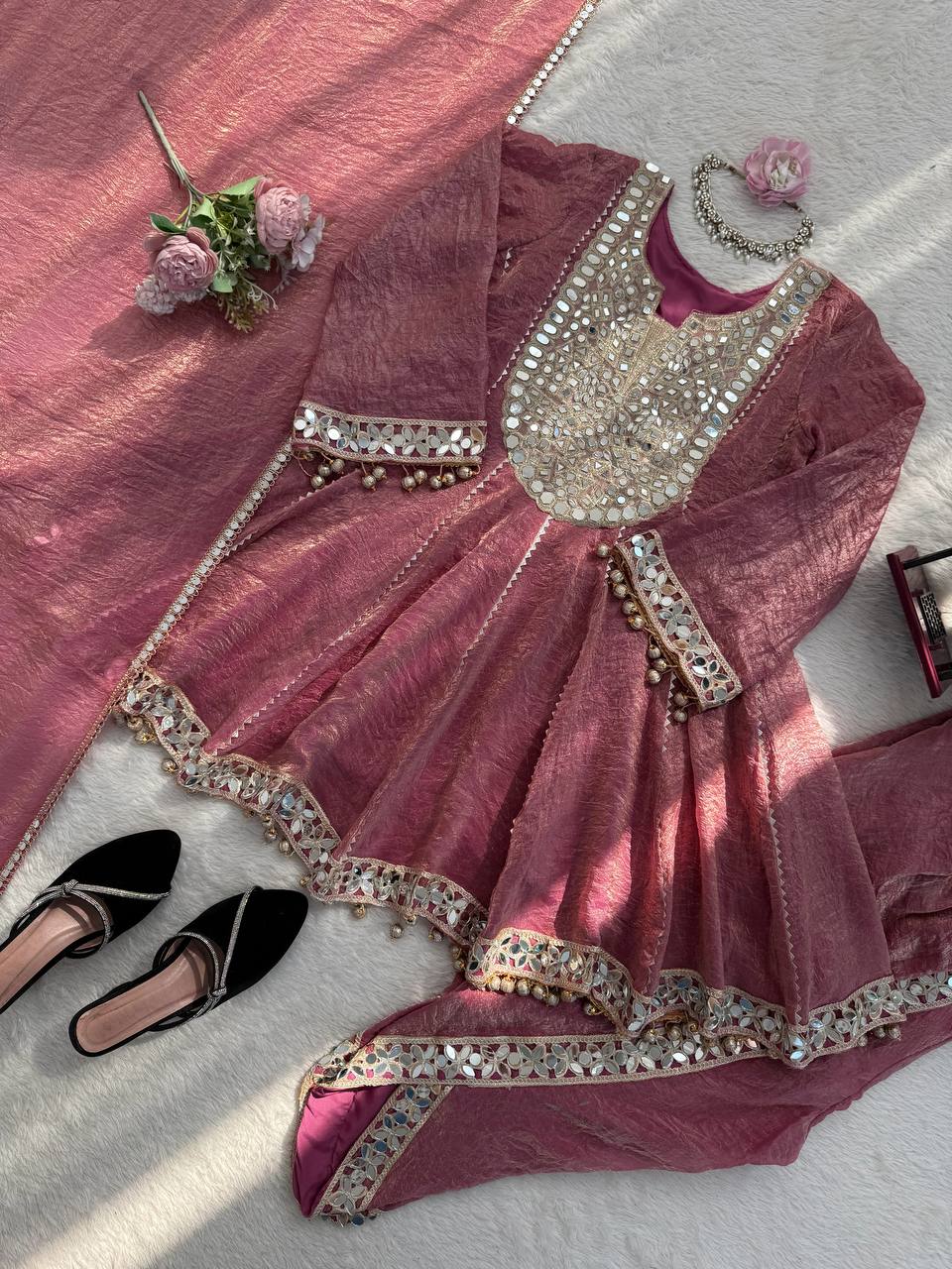 Mirror Work Kurta with Patiala Salwar Set