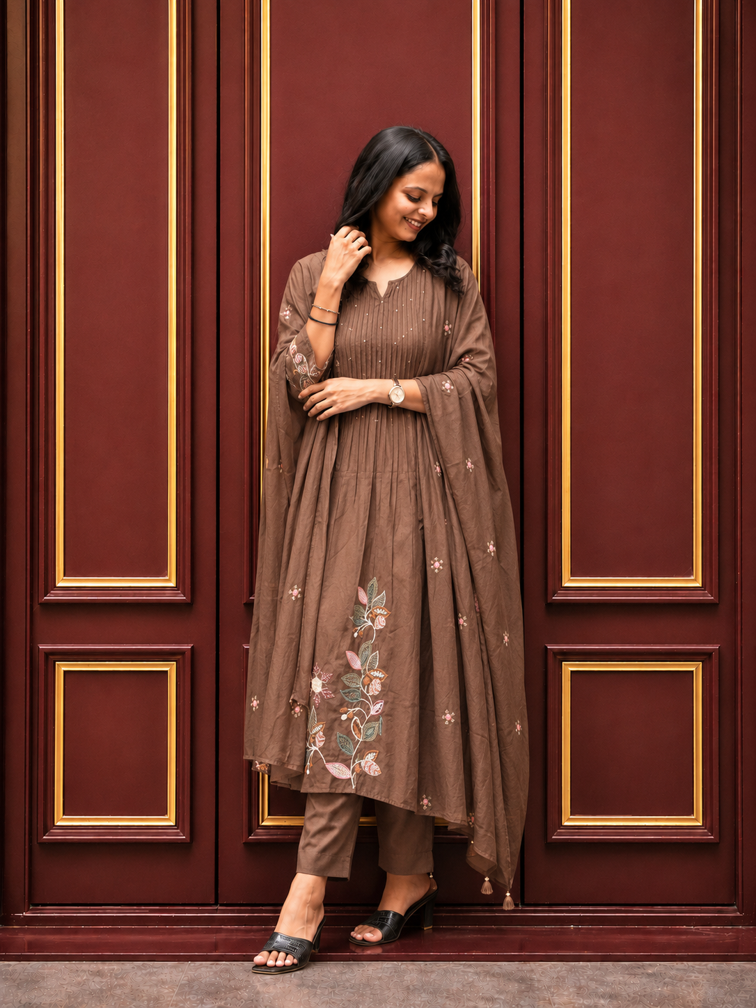 Premium Embroidered Cotton Blend Kurta Set