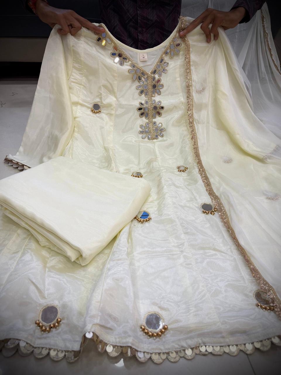 Premium Embroidered Mirror Work Kurta Set