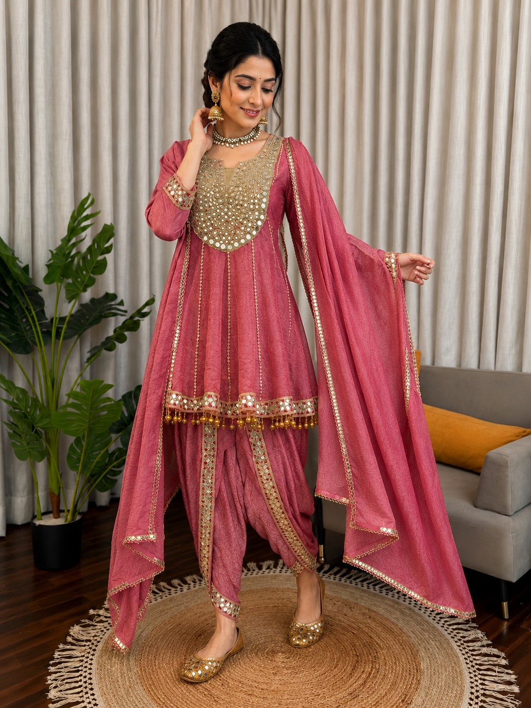 Mirror Work Kurta with Patiala Salwar Set