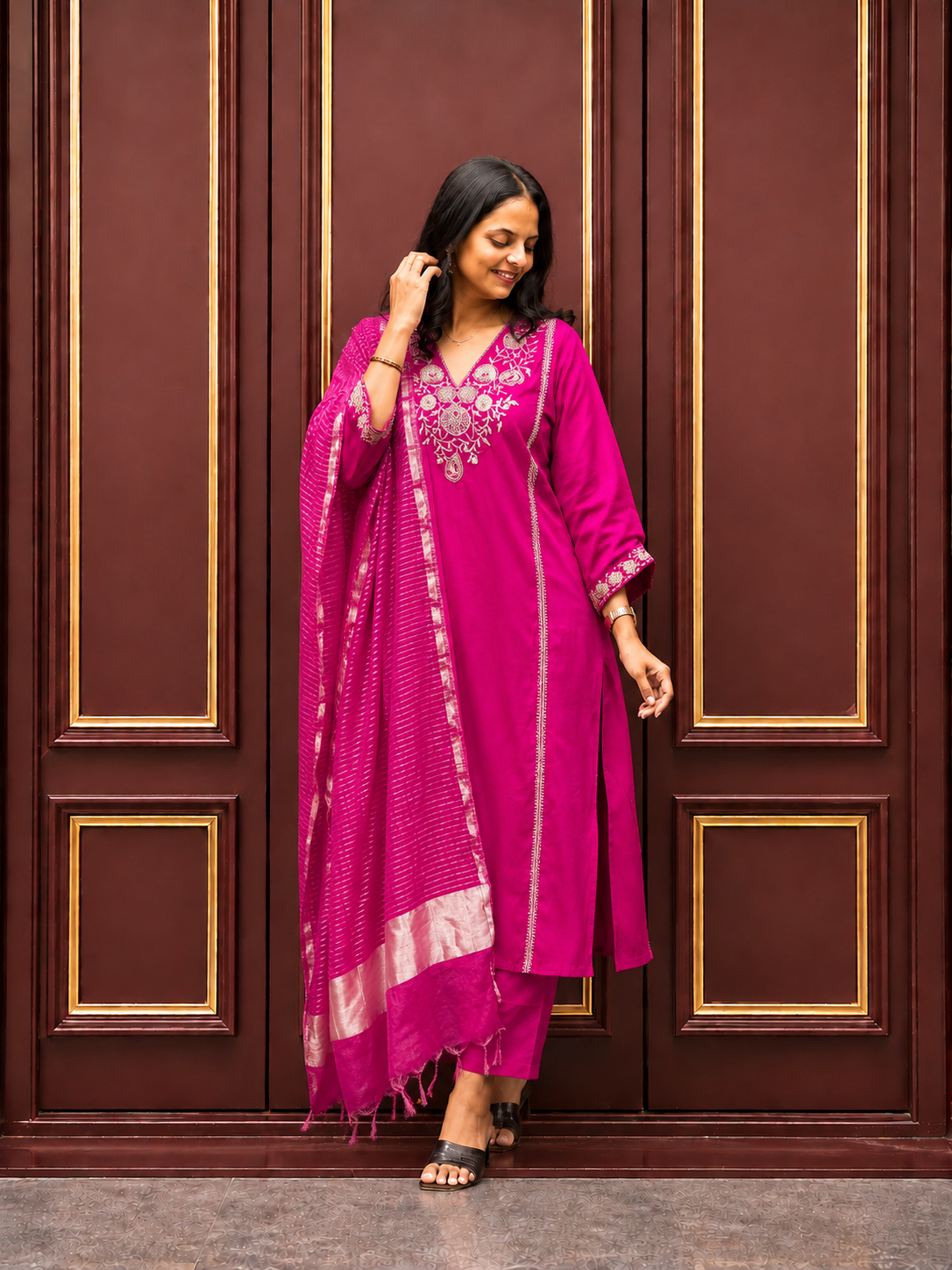 Premium Embroidered Straight Kurta Set