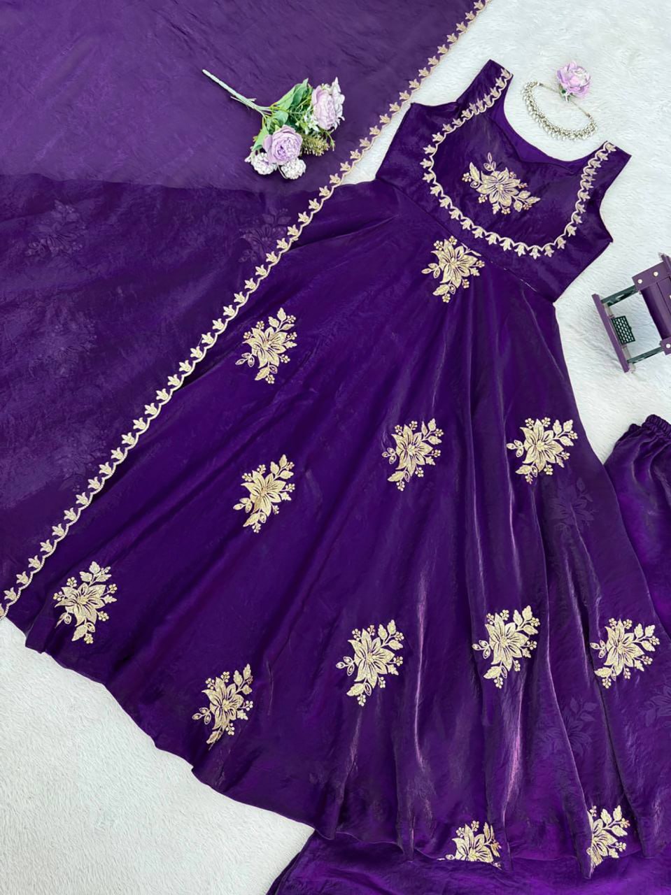 Embroidered Anarkali Kurta Set with Dupatta | Festive & Wedding