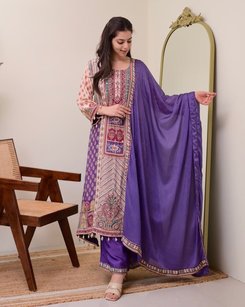Real Kodi Embroidered Kurta Set with Palazzo