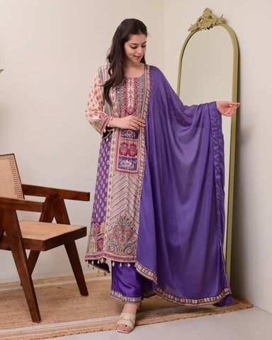 Real Kodi Embroidered Kurta Set with Palazzo