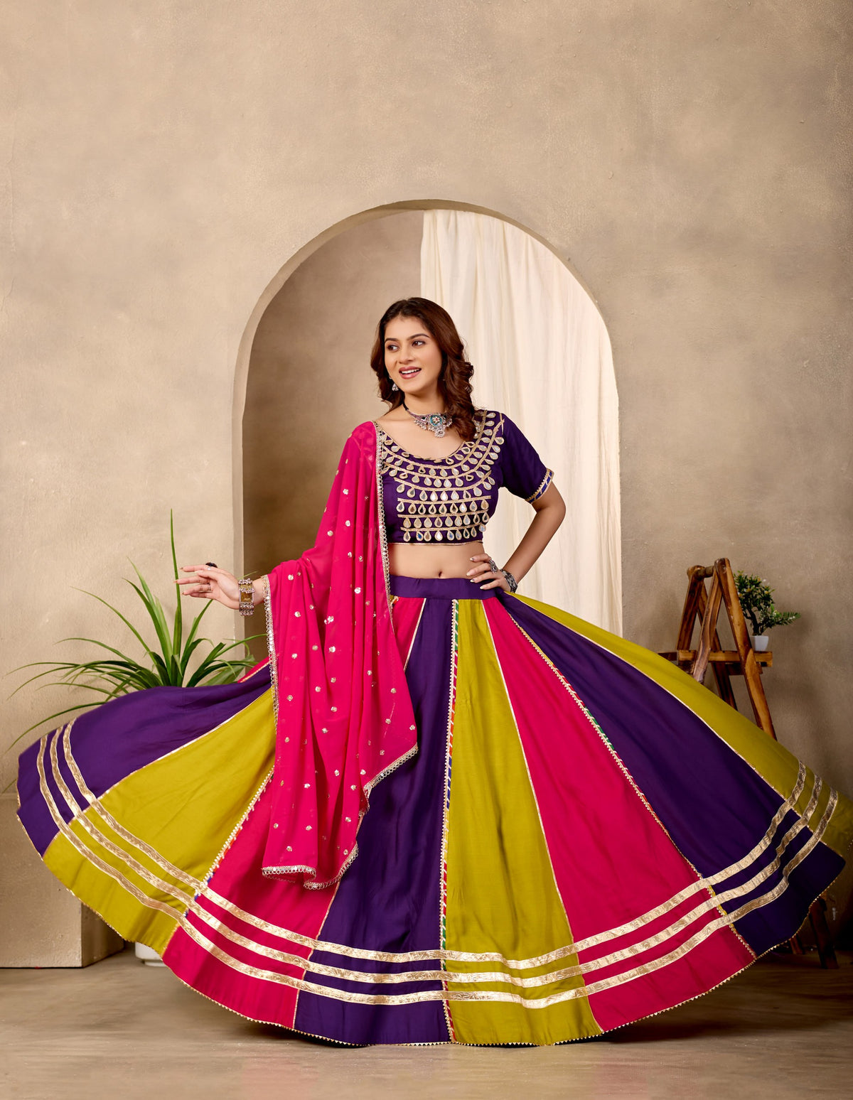Designer Multicolor Lehenga Choli with Dupatta
