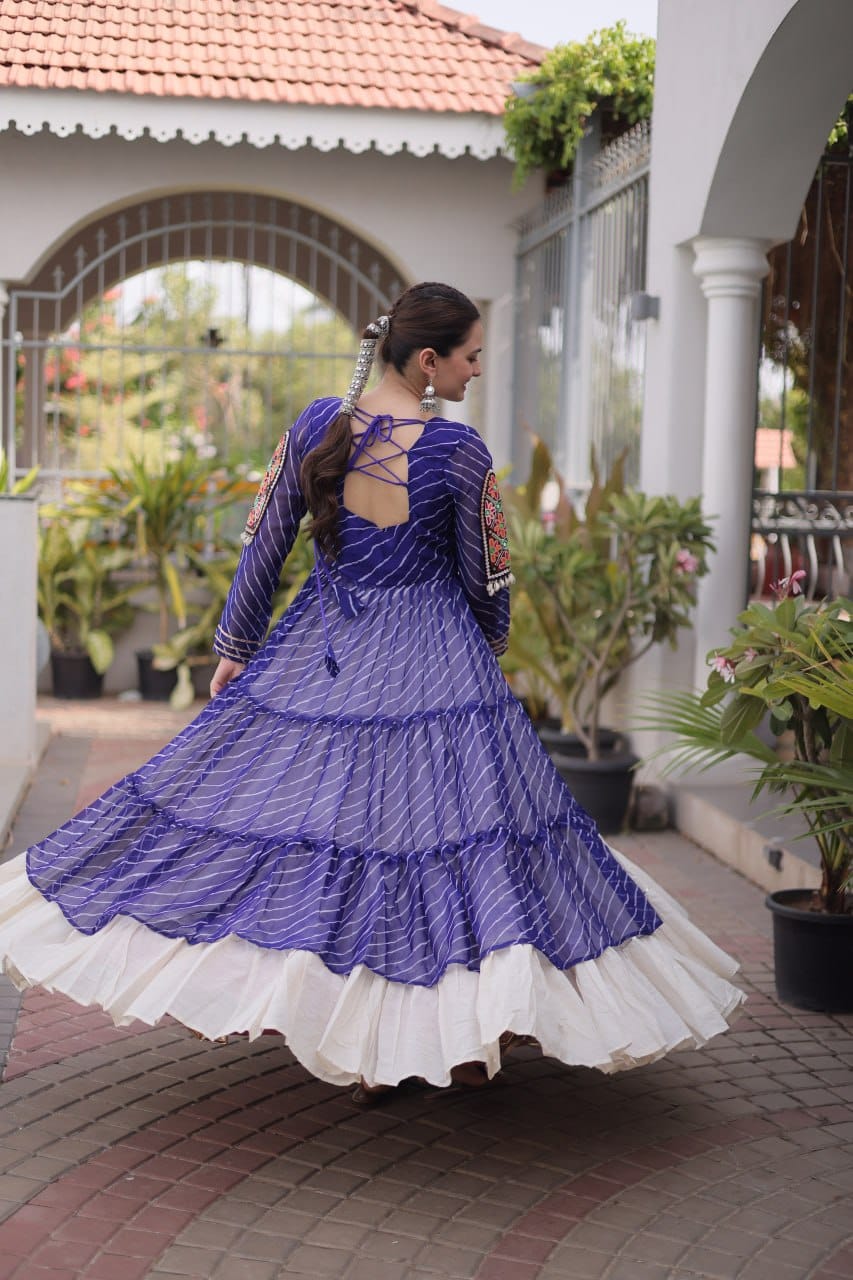 Women’s Purple & White Navratri Lehenga Set with Embroidered Jacket
