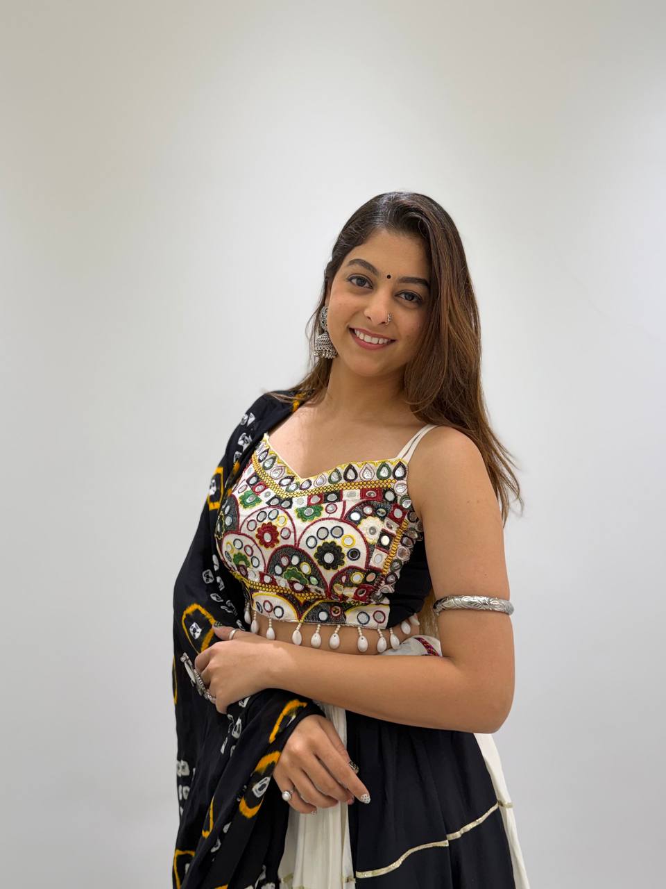 Black & White Kali Designer Lehenga Choli with Dupatta