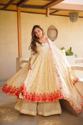 Embroidered Anarkali Suit Set with Dupatta