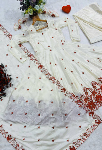 Embroidered Anarkali Suit Set with Dupatta