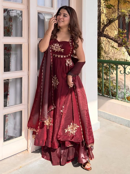 Embroidered Anarkali Kurta Set with Dupatta | Festive & Wedding