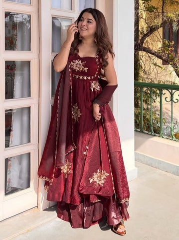 Embroidered Anarkali Kurta Set with Dupatta | Festive & Wedding