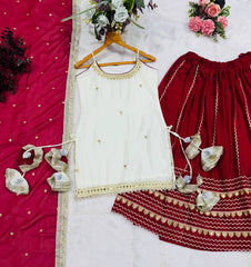 Embroidered Sharara Suit Set with Designer Dupatta