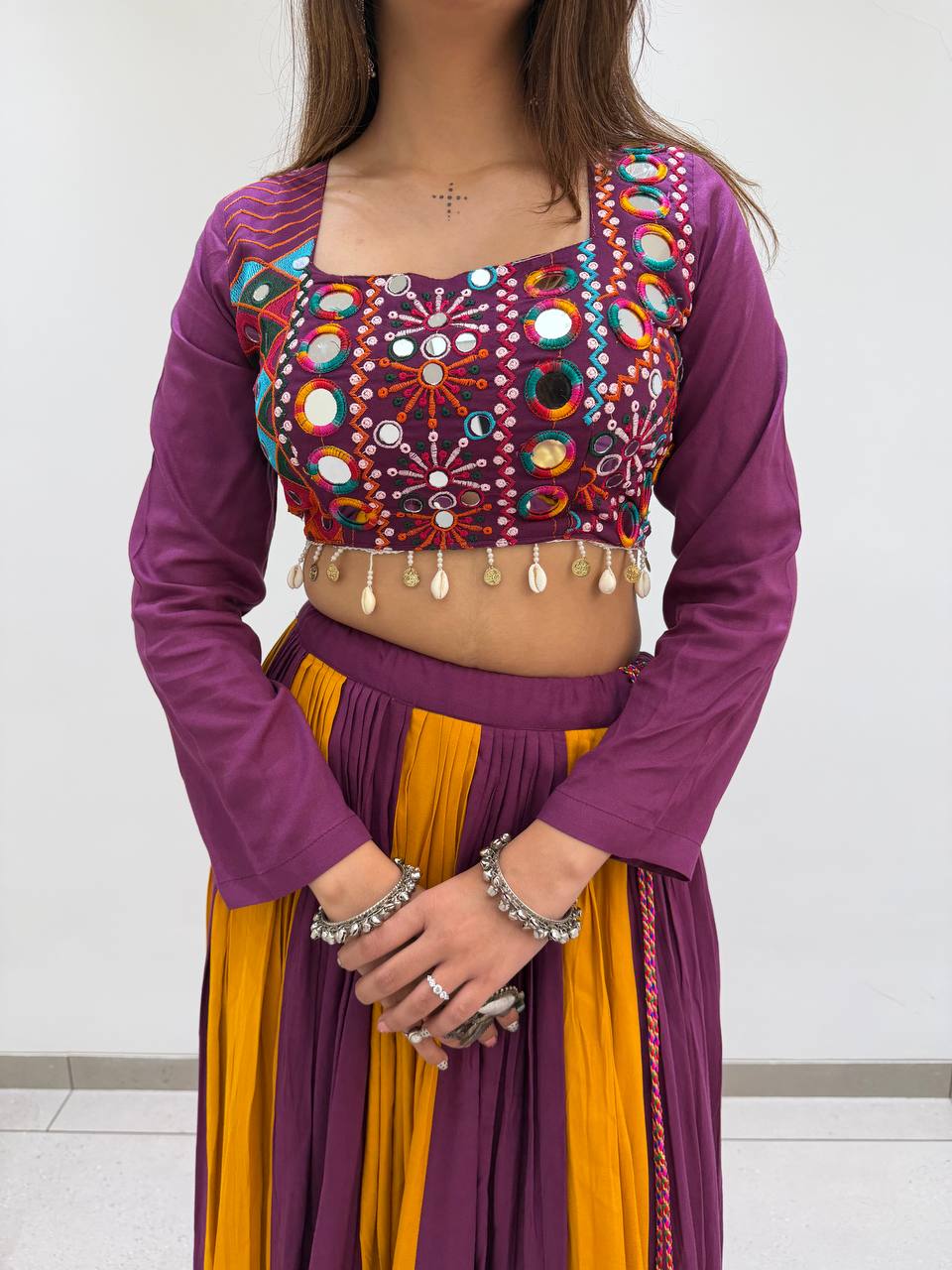 Purple & Mustard Kali  Designer Navratri Lehenga Choli Set