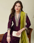 Deep Purple Embroidered Kurta Set