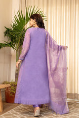 Lavender Embroidered Kurta Pant & Dupatta Set