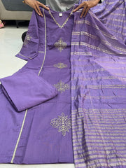 Lavender Embroidered Kurta Pant & Dupatta Set