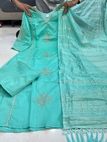 Sea Green Embroidered Kurta Set