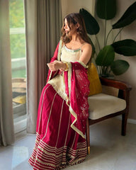 Embroidered Sharara Suit Set with Designer Dupatta