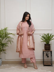 Women's Blush Pink Embroidered Kurta Set