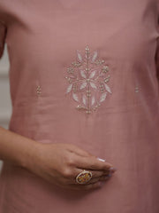 Women's Blush Pink Embroidered Kurta Set