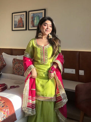 Embroidered Kurta Sharara Set with Designer Dupatta