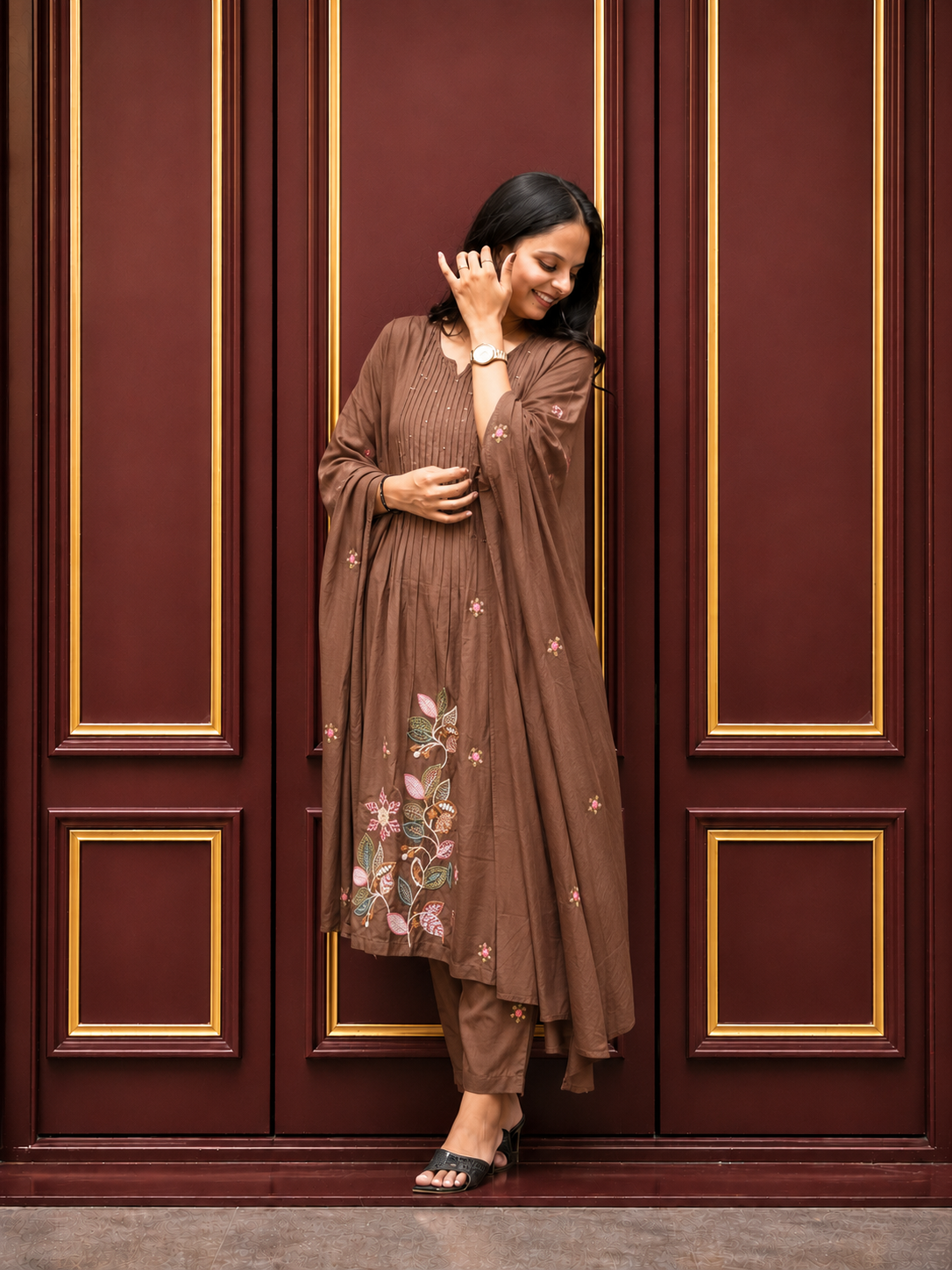 Premium Embroidered Cotton Blend Kurta Set