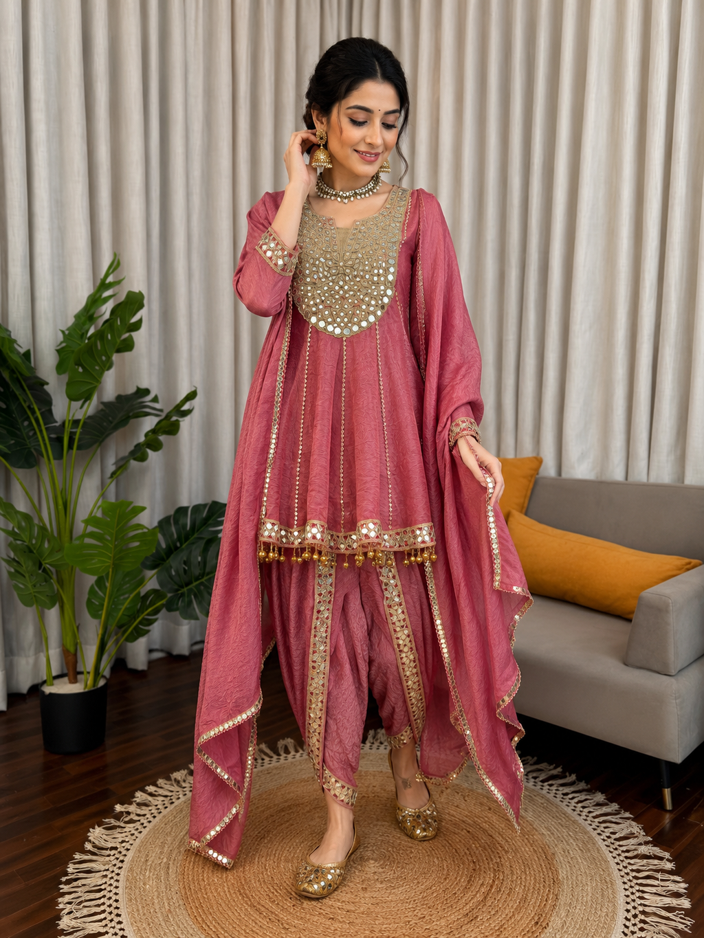 Mirror Work Kurta with Patiala Salwar Set