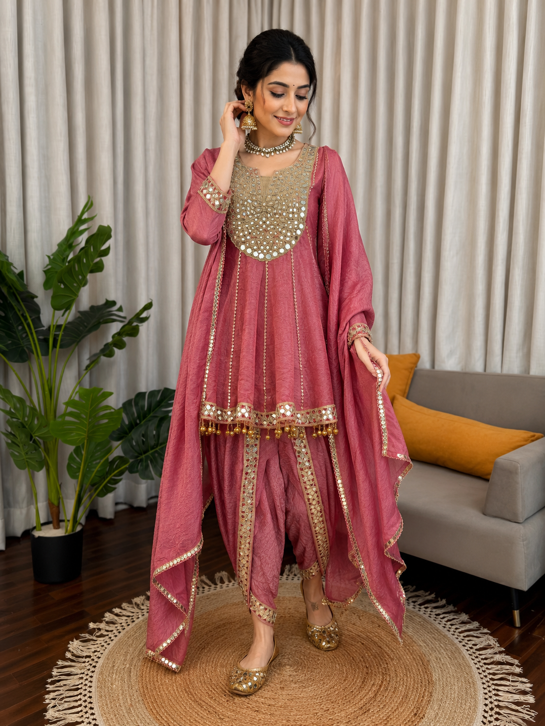 Mirror Work Kurta with Patiala Salwar Set