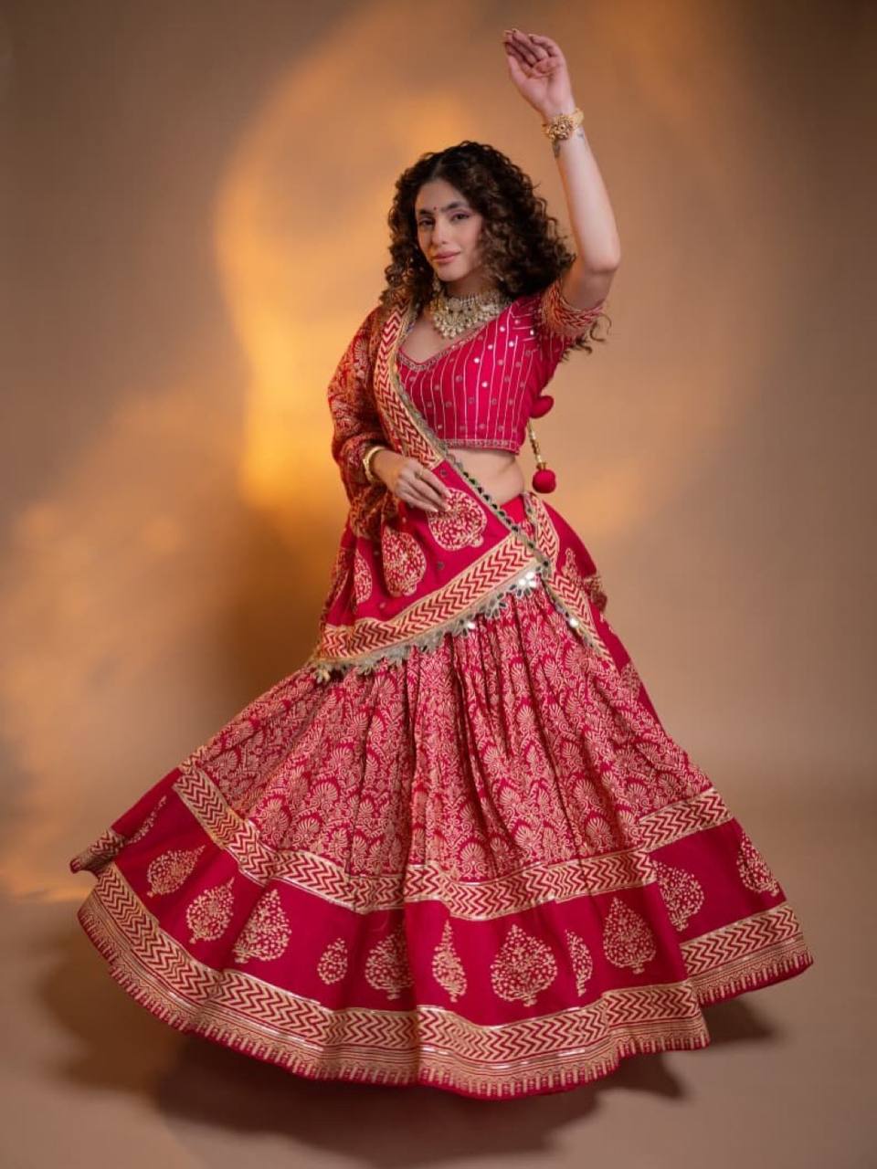 Pink Printed Designer Lehenga Choli with Dupatta Set