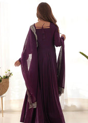 Deep Purple Embellished Anarkali Kurta Set