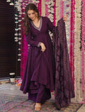 Wine Purple Embroidered Anarkali Kurta Set