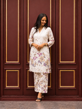 Women's V-Neck Embroidery Work Kurta Pant Set | Elegant Floral Printed Co-Ord Set