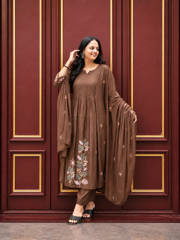 Premium Embroidered Cotton Blend Kurta Set