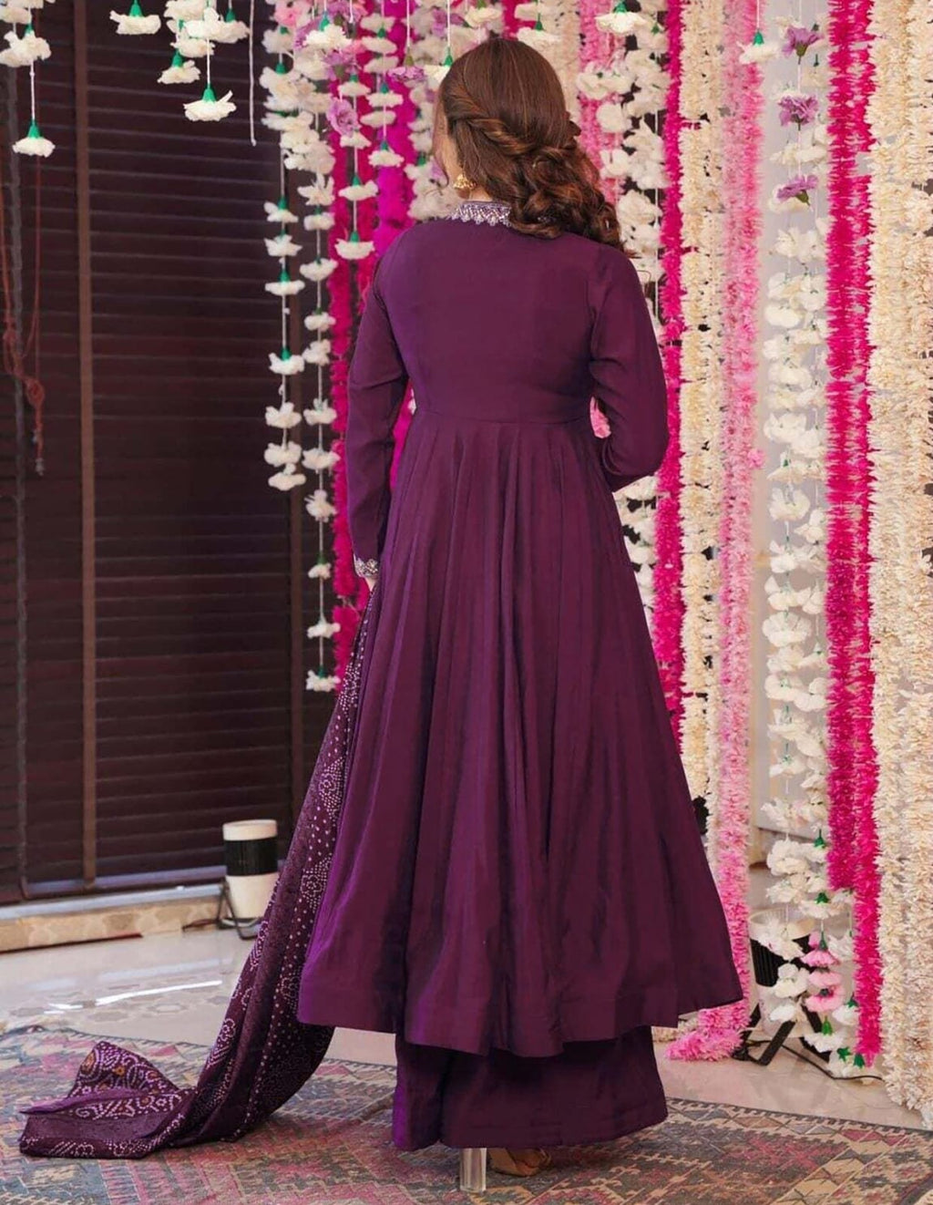 Wine Purple Embroidered Anarkali Kurta Set