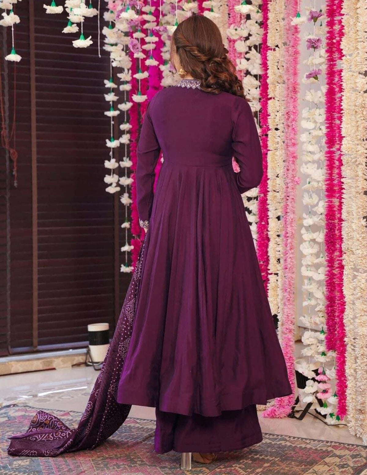 Wine Purple Embroidered Anarkali Kurta Set