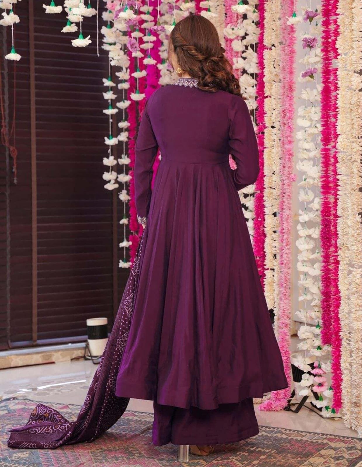 Wine Purple Embroidered Anarkali Kurta Set