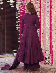 Wine Purple Embroidered Anarkali Kurta Set
