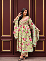 Floral Printed Cotton Kurta Set