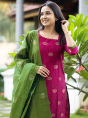Magenta Straight Kurta Set