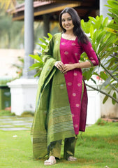 Magenta Straight Kurta Set