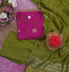 Magenta Straight Kurta Set