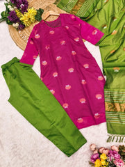 Magenta Straight Kurta Set