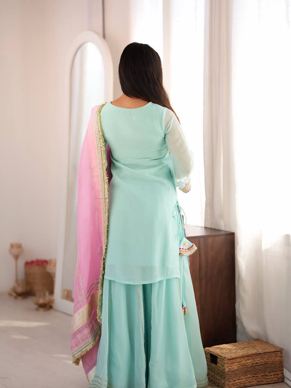 Embroidered Kurta Sharara Set with Designer Dupatta