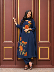 Floral Embrodriy Work Cotton Kurta Set