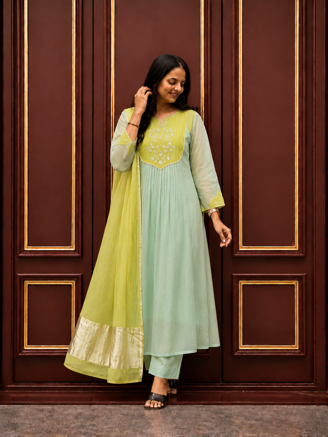 Neck Embroidered Kurta  Set