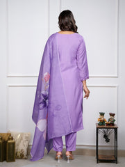 Women's Lavender Embroidered Kurta Set