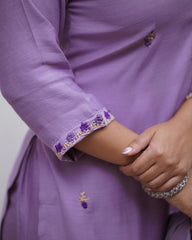 Women's Lavender Embroidered Kurta Set